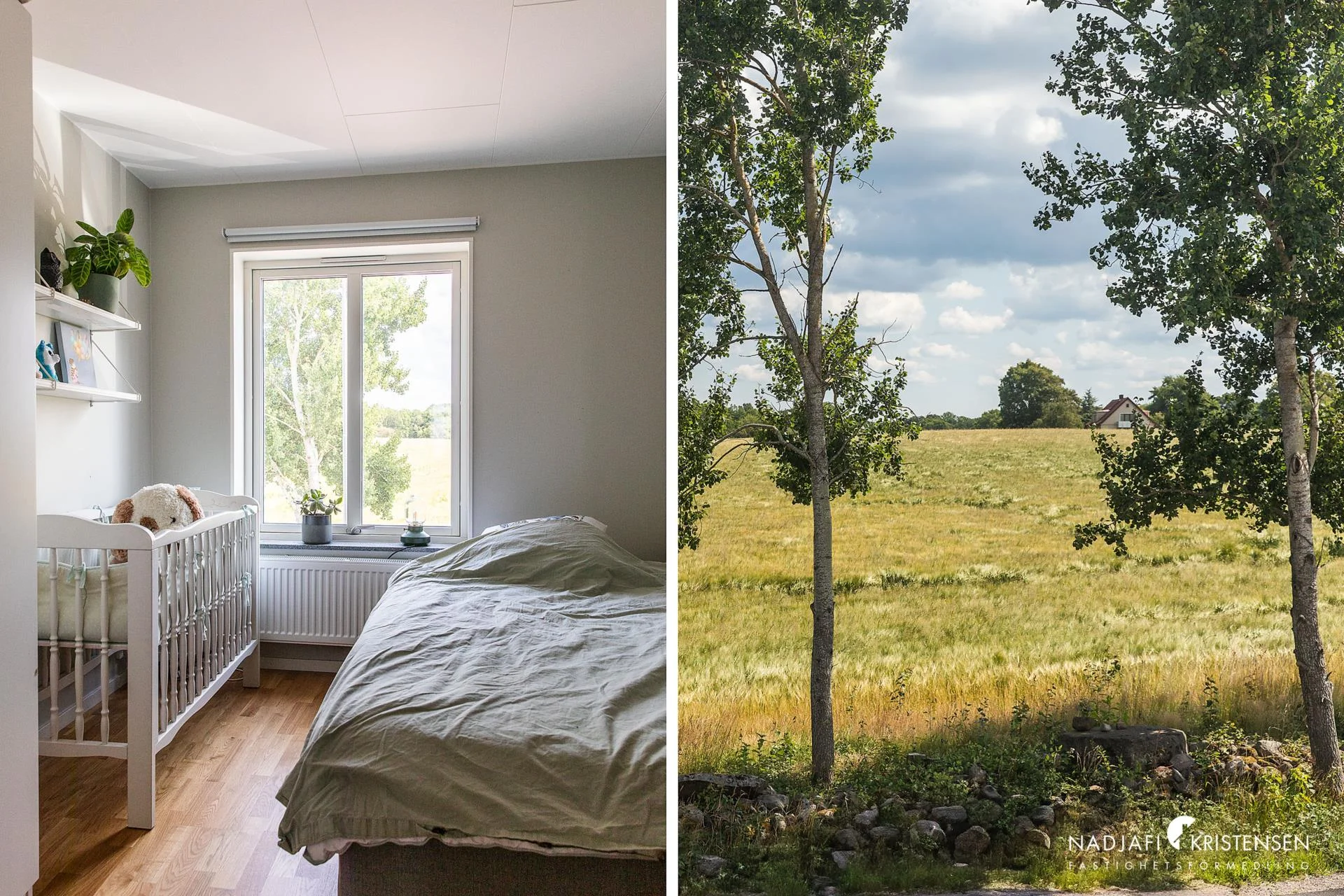 Ljust hörnradhus med mysig tomt